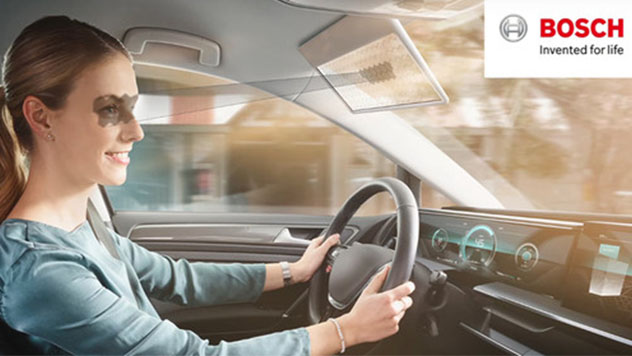 這塊竟然是「透明」的！Bosch發表車用智慧虛擬「遮陽板」